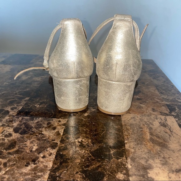 Wms 8.5 Badgley Mischka Chunky Heel Sandals Gold /Rhinestone - Picture 10 of 13